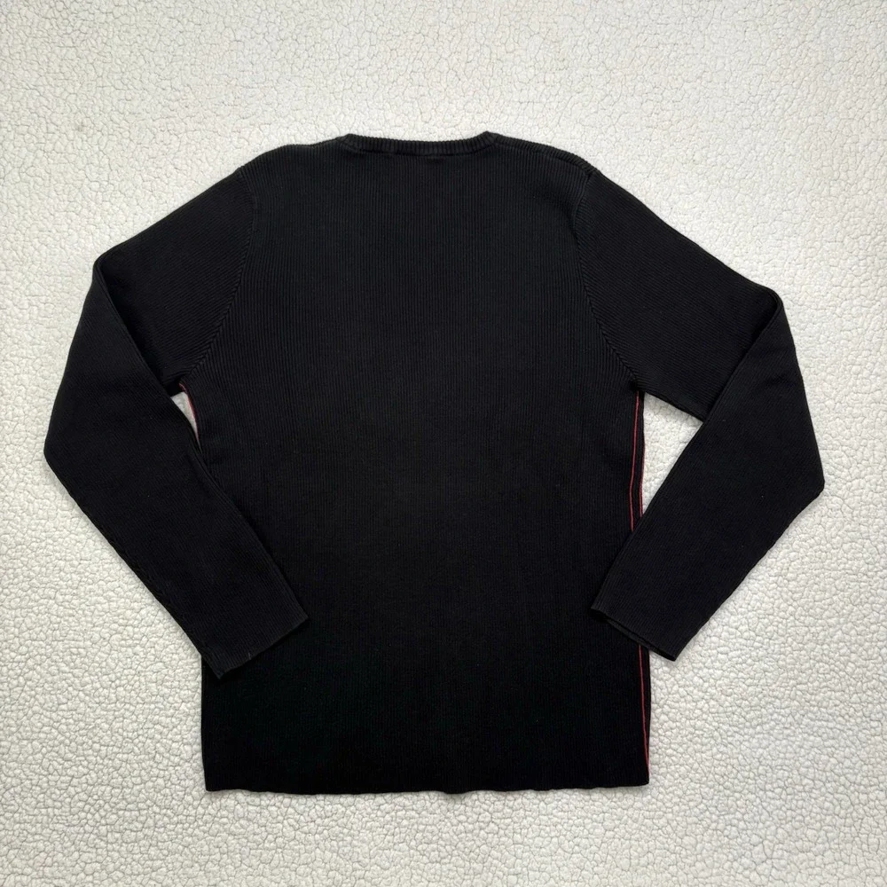 Polo Jeans Co Ralph Lauren Sweater Mens XL Black Cotton V Neck Pullover Rib Knit
